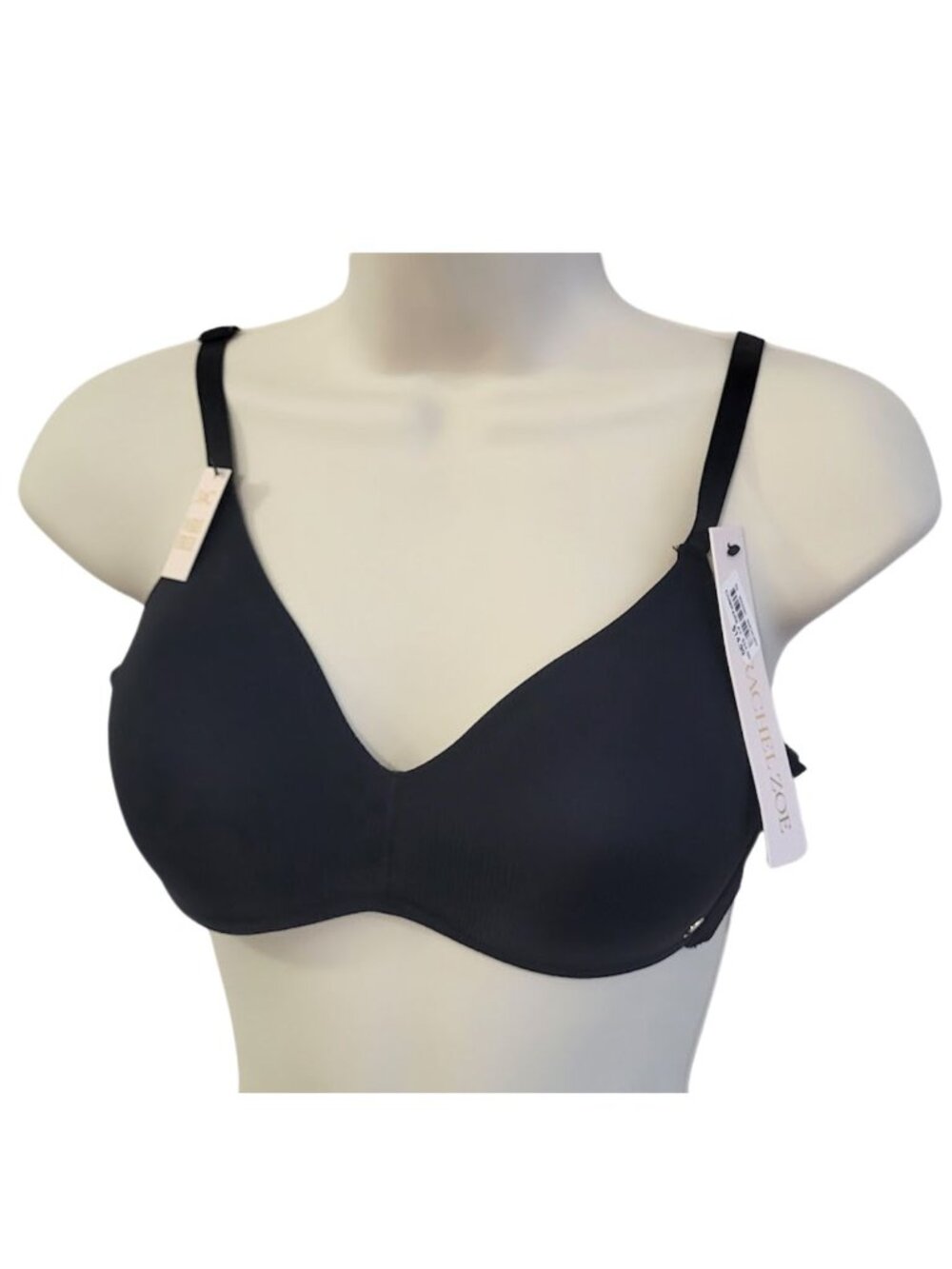 RZ BY RACHEL ZOE NWT Black Ribbed Plunge Bra - Women's 34C